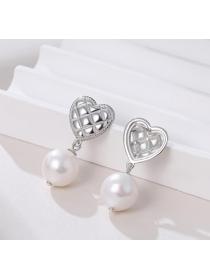 Korean S925 Sterling Silver Stud Earrings Love Pearl Earrings DIY Accessories