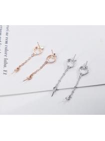 Korean fashion S925 sterling silver pearl apple earrings Korean long tassel earrings female simple DIY jewelry