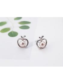 Korean fashion S925 sterling silver pearl earrings female fashion personality fresh apple apple s...