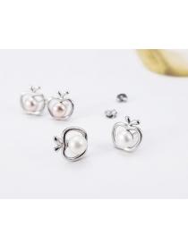 Korean fashion S925 sterling silver pearl earrings female fashion personality fresh apple apple studs