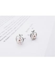 Korean fashion S925 sterling silver pearl earrings female fashion personality fresh apple apple studs