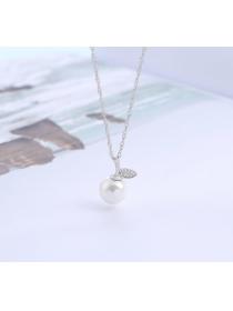 Korean fashion S925 Silver Pendant Shell Bead Leaf Necklace Women Fashion All-match DIY Silver Jewelry