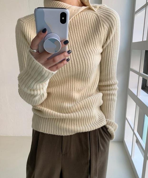 On Sale Pure Color Simple Fashion Knitting Top