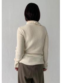 On Sale Pure Color Simple Fashion Knitting Top 