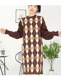 On Sale Color Matching Fashion Knitting Dress