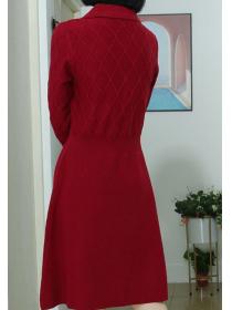 On Sale Bowknot Matching Show Waist Slim  Knitting Dress 