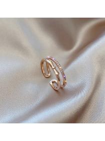 Outlet Bowknot double-layer Rose gold diamond ring 
