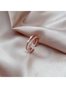 Outlet Bowknot double-layer Rose gold diamond ring 