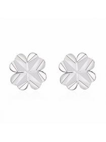 Outlet Simple style Clover Flower Earrings Silver Stud earrings