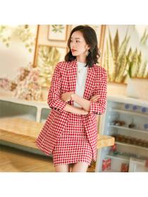 Outlet Work clothes Plaid Blazer+skirt Two-piece suits