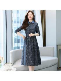 Outlet Long-sleeved women's temperament fashion floral Dress
