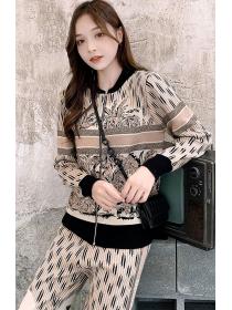 European Style  Stand Collars Printing Fashion Suits 
