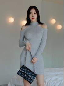 On Sale Dew Shoulder Knitting Slim Fashion Dress