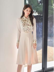 Korean Style Doll Collars Fashion Top  +Tall Waist Skirt 