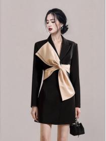 For Sale Bowknot Matching Fashion Slim Dress
