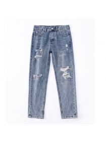 Outlet New style hand-frayed hole cropped trousers&jeans