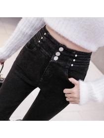 Outlet Autumn and winter Warm stretch tight-fitting pencil bottoming long jeans