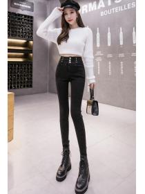 Outlet Autumn and winter Warm stretch tight-fitting pencil bottoming long jeans