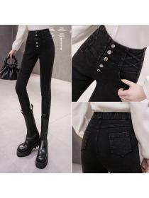 Outlet Tight-fitting high-waisted jeans pencil bottoming casual jeans