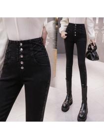Outlet Tight-fitting high-waisted jeans pencil bottoming casual jeans