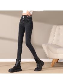 Outlet Stretch tight-fitting high-waisted pencil legging trousers casual jeans