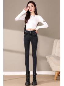 Outlet Stretch tight-fitting high-waisted pencil legging trousers casual jeans