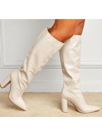 Outlet Pointed toe chunky heel over-the-knee boots