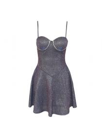 Outlet Hot style Shiny silk gradient color diamond-studded slim sexy dress