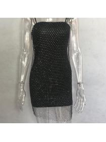 Outlet Hot style Flash diamond mesh halter sexy suspender dress