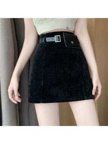 Outlet Vintage high-waist slim thick A-line skirt