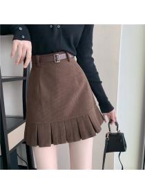 Outlet Autumn new corduroy High waist slim Mid-length skirt