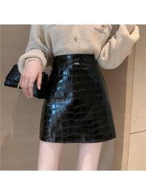 Outlet Fashionable  High-waist mid-length skirt A-line wrap- hip skirt