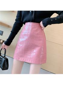Outlet Fashionable  High-waist mid-length skirt A-line wrap- hip skirt
