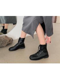 Outlet winter new thick-heeled boots mid-heel fashion all-match soft leather for boots women
