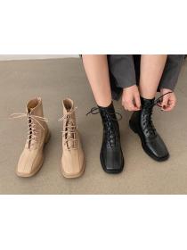 Outlet winter new thick-heeled boots mid-heel fashion all-match soft leather for boots women
