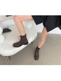 Outlet New thick-heeled short boots mid-heel fashion all-match soft leather boots for women