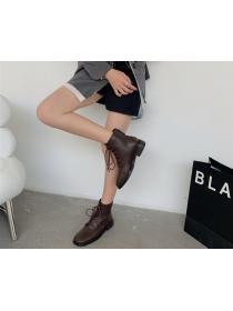 Outlet Autumn&winter new thick-heeled short boots mid-heel fashion all-match soft leather single boots for women