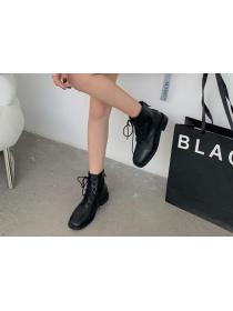 Outlet Autumn&winter new thick-heeled short boots mid-heel fashion all-match soft leather single boots for women