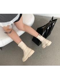 Outlet Autumn&winter new thick-heeled short boots mid-heel fashion all-match soft leather boots for women