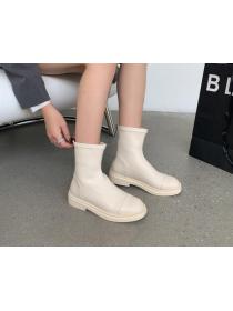 Outlet Autumn&winter new thick-heeled short boots mid-heel fashion all-match soft leather boots for women