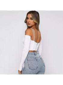 Outlet Hot style Autumn new sexy halter&strap long-sleeved bottoming shirt