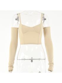 Outlet Hot style Autumn new sexy halter&strap long-sleeved bottoming shirt