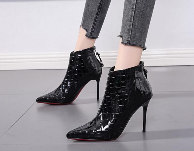 Outlet Sexy Poe-toe Patent leather High heels Boots