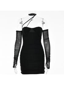 Outlet Hot style Winter new strap&halter neck Backless long-sleeved Dress