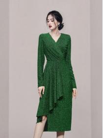 On Sale Sequins Matching Show Waist Drape Dress