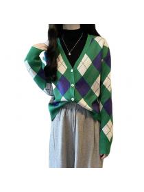 Outlet V-neck long-sleeved Korean fashion loose Knit cardigans