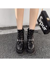 Outlet Winter fashion  Thick Flatform Thick heels Boots for women