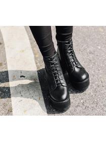 Outlet Fashion Lace-up Flatform Thick heels Boots for women
