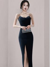 On Sale Pure Color Strap Fashion Slim Dress 