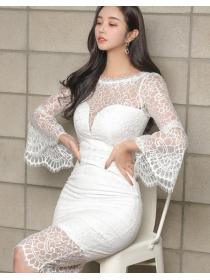 For Sale Lace Gauze Matching Horn Sleeve Dress 